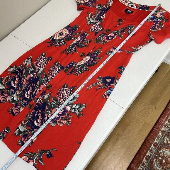 Maeve Anthro Womens Dress 6 Red Caldwell Buttondown Midi Cottagecore Prairie - Picture 7 of 13